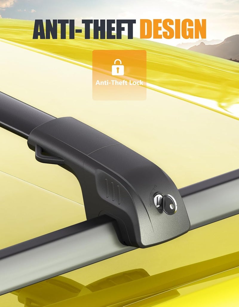 KINGGERI 300lbs Lockable Roof Rack Cross Bars Compatible with Kia EV9 2024-2026 GT-Line (Not for Wind & Land) with Raised Side Rails, Heavy Duty Aluminum Roof Rails Crossbars Luggage Accessories - Image 4